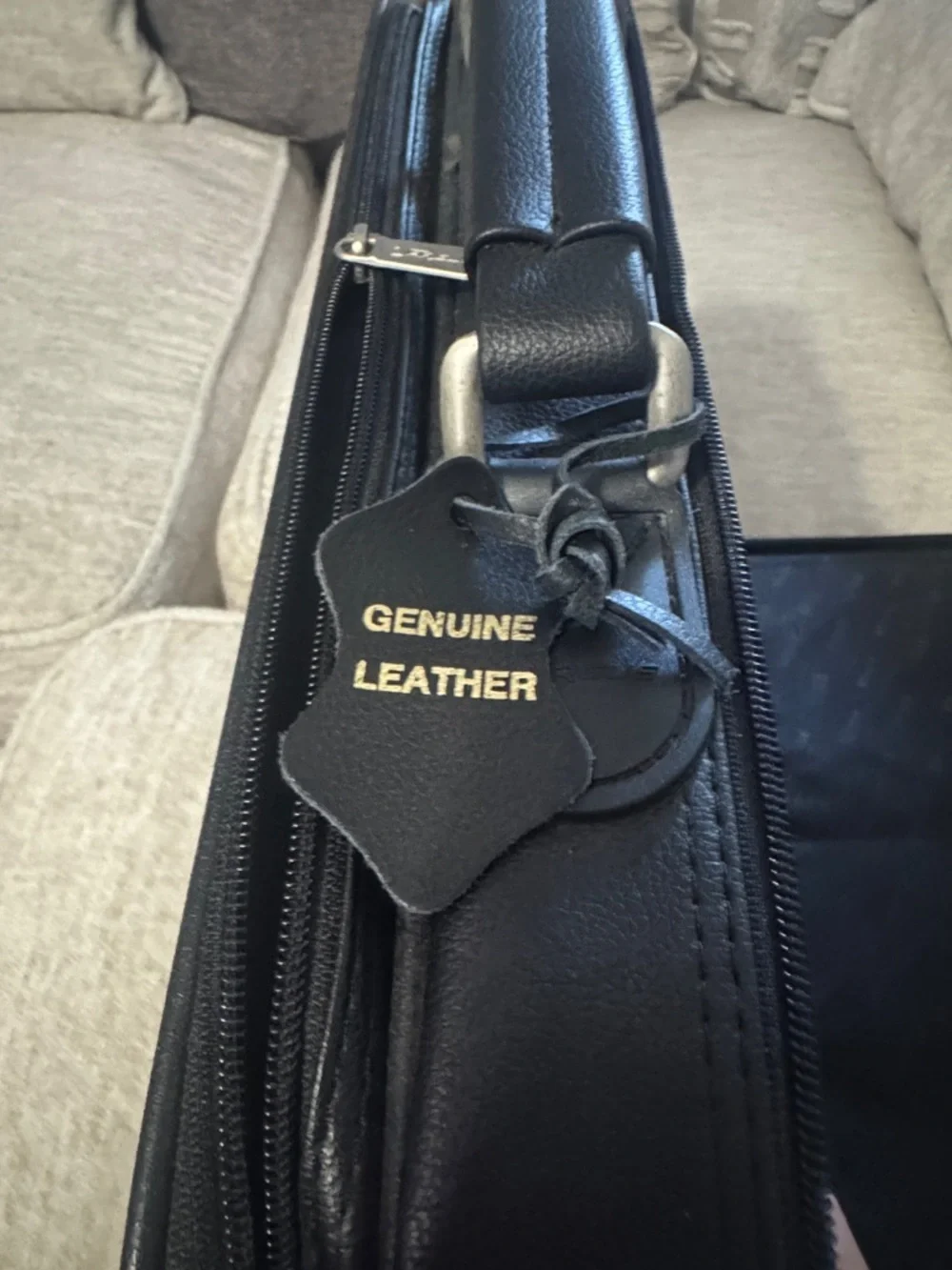 Black Genuine Leather Briefcase Carry Case